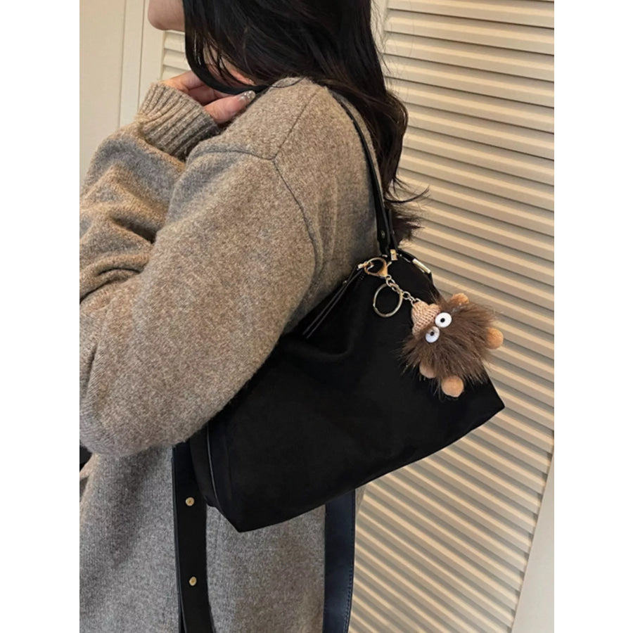 Crossbody Bag with Furry Charm Black / ONESIZE Apparel and Accessories