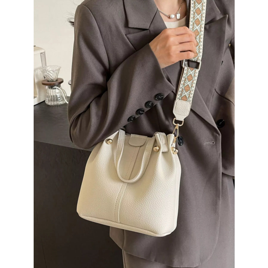 Crossbody Bag with Patterned Strap Rice White / One Size Apparel and Accessories