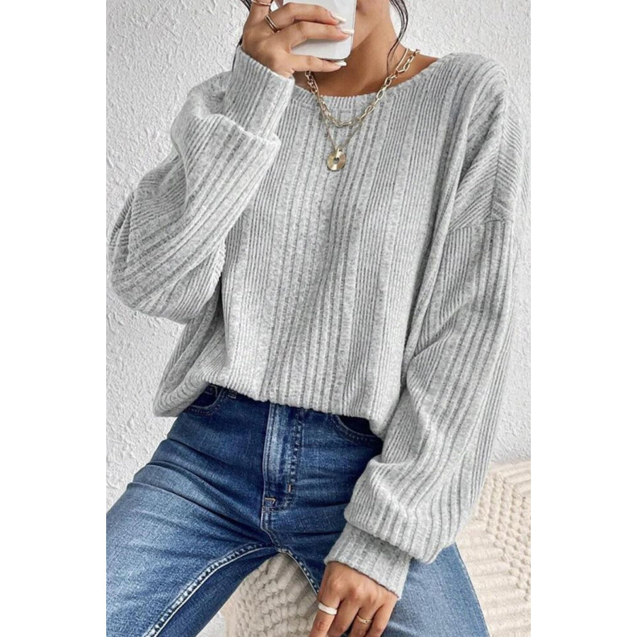 Crossover Backless Long Sleeve Knit Top Apparel and Accessories