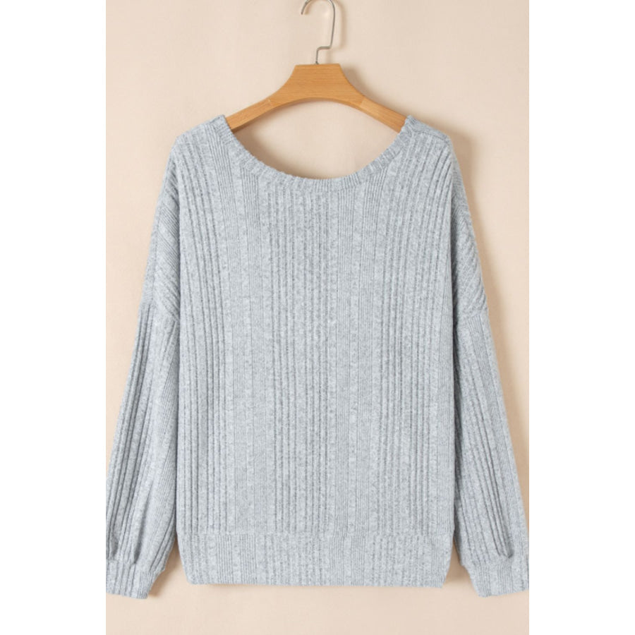 Crossover Backless Long Sleeve Knit Top Apparel and Accessories