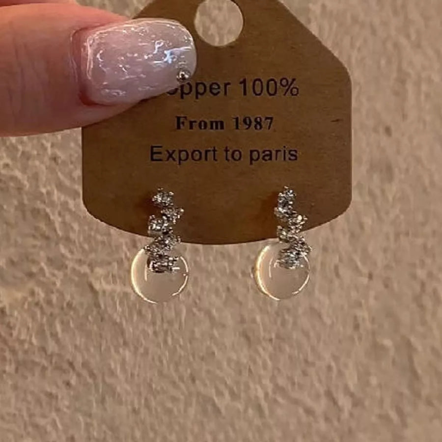 Crystal Ball Drop Earrings Silver / One Size Apparel and Accessories