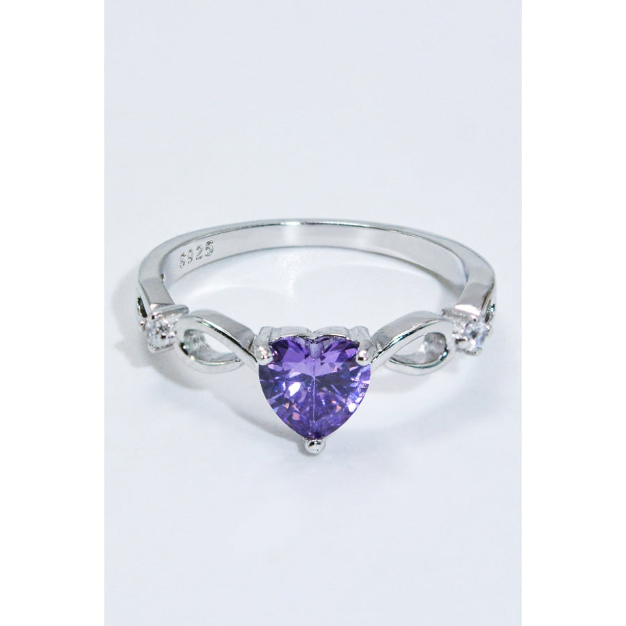 Crystal Heart 925 Sterling Silver Ring Silver / 5