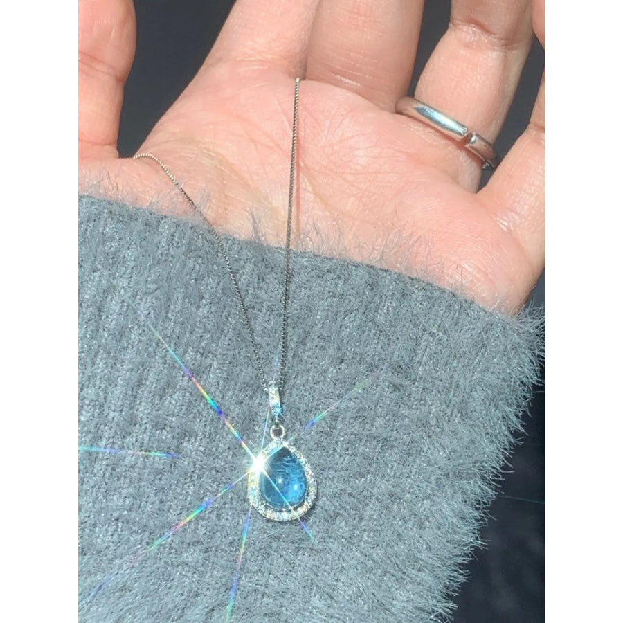Crystal Teardrop Pendant Necklace Silver / One Size Apparel and Accessories