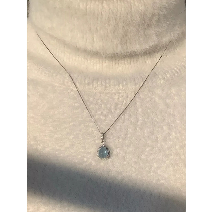 Crystal Teardrop Pendant Necklace Silver / One Size Apparel and Accessories