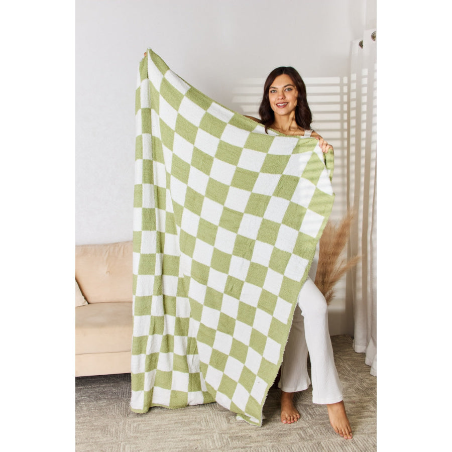 Cuddley Checkered Decorative Throw Blanket Gum Leaf / One Size Apparel and Accessories