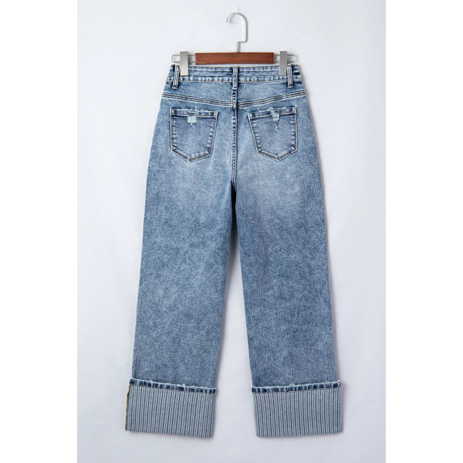 Cuffed Straight Loose Jeans Apparel and Accessories
