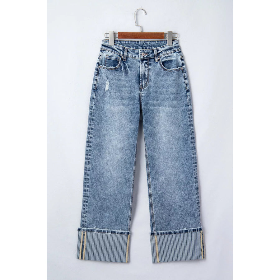 Cuffed Straight Loose Jeans Apparel and Accessories