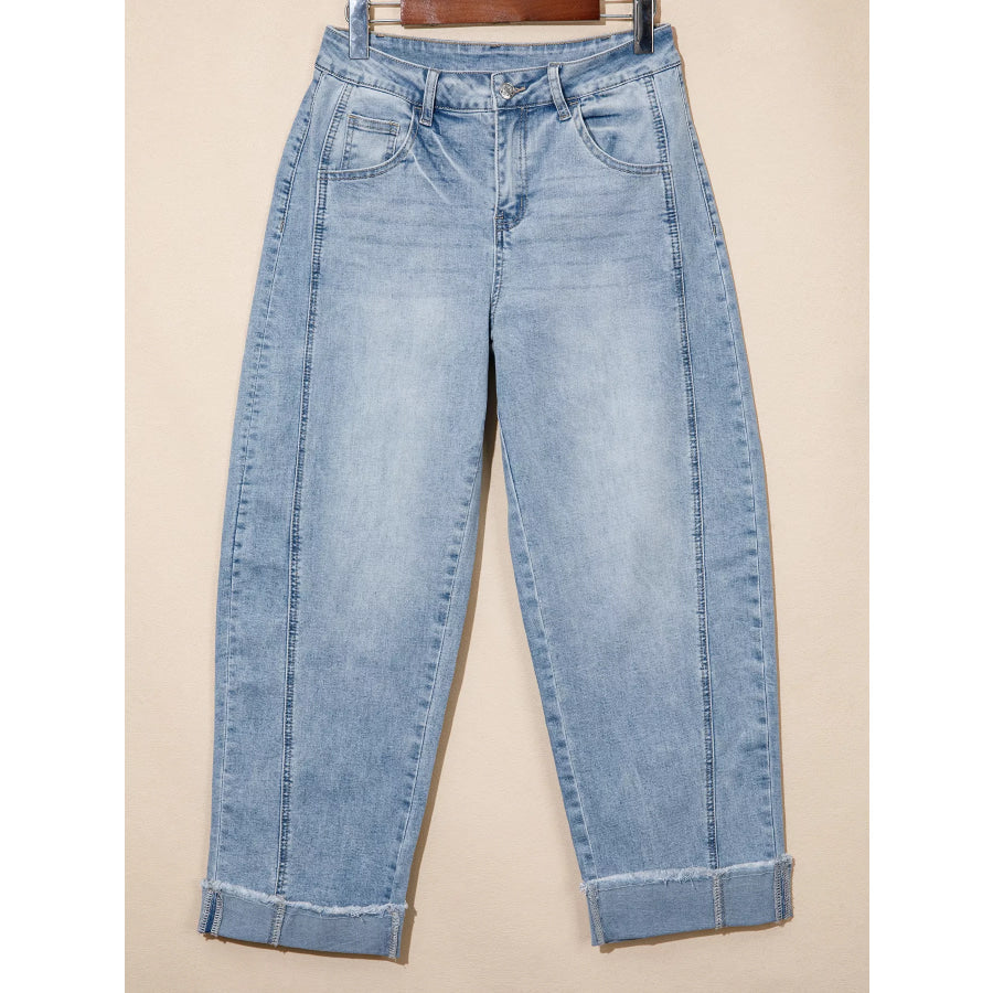 Cuffed Wide-Leg Jeans Apparel and Accessories