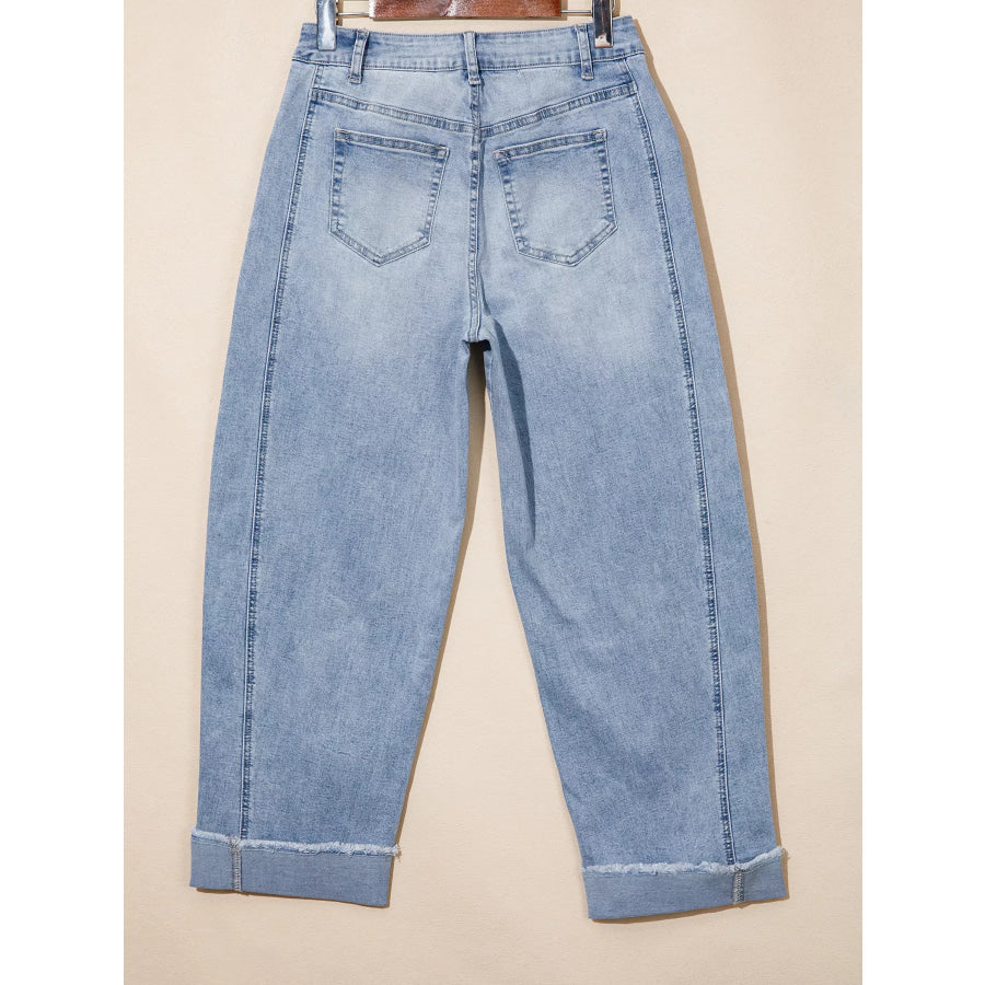 Cuffed Wide-Leg Jeans Apparel and Accessories