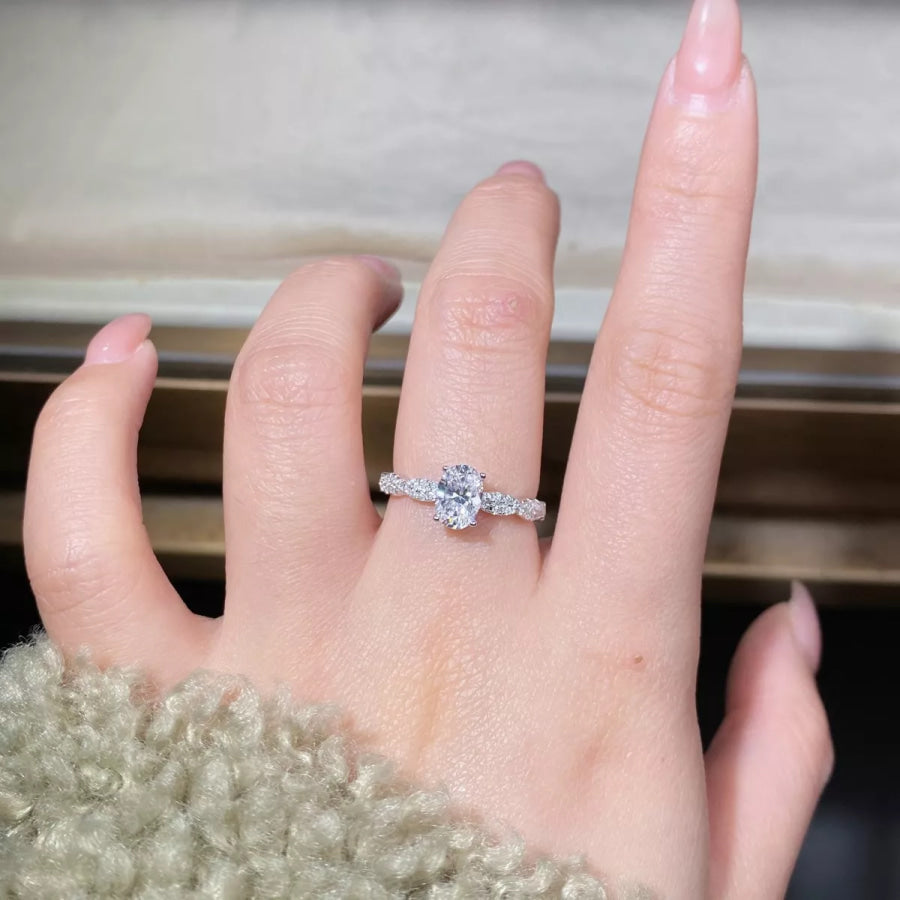 Cultivating High-Carbon Diamond 925 Sterling Silver Oval Ring Apparel and Accessories