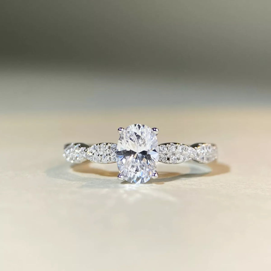 Cultivating High-Carbon Diamond 925 Sterling Silver Oval Ring Apparel and Accessories