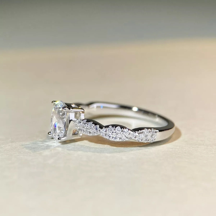 Cultivating High-Carbon Diamond 925 Sterling Silver Oval Ring Apparel and Accessories