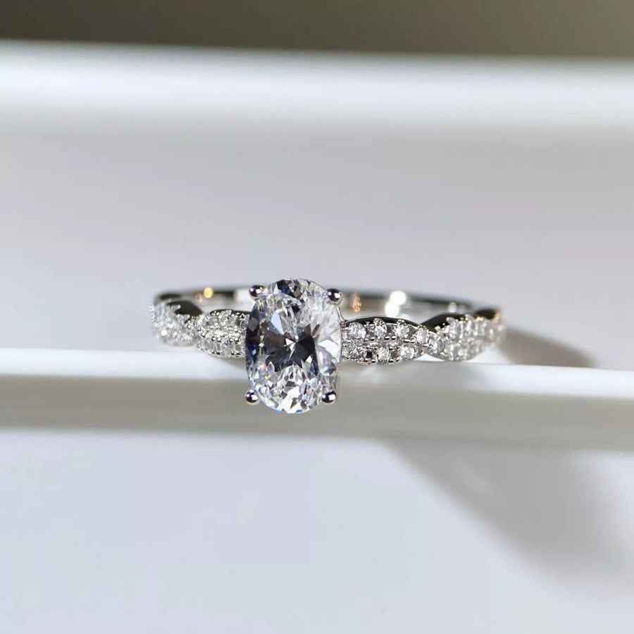 Cultivating High-Carbon Diamond 925 Sterling Silver Oval Ring Apparel and Accessories
