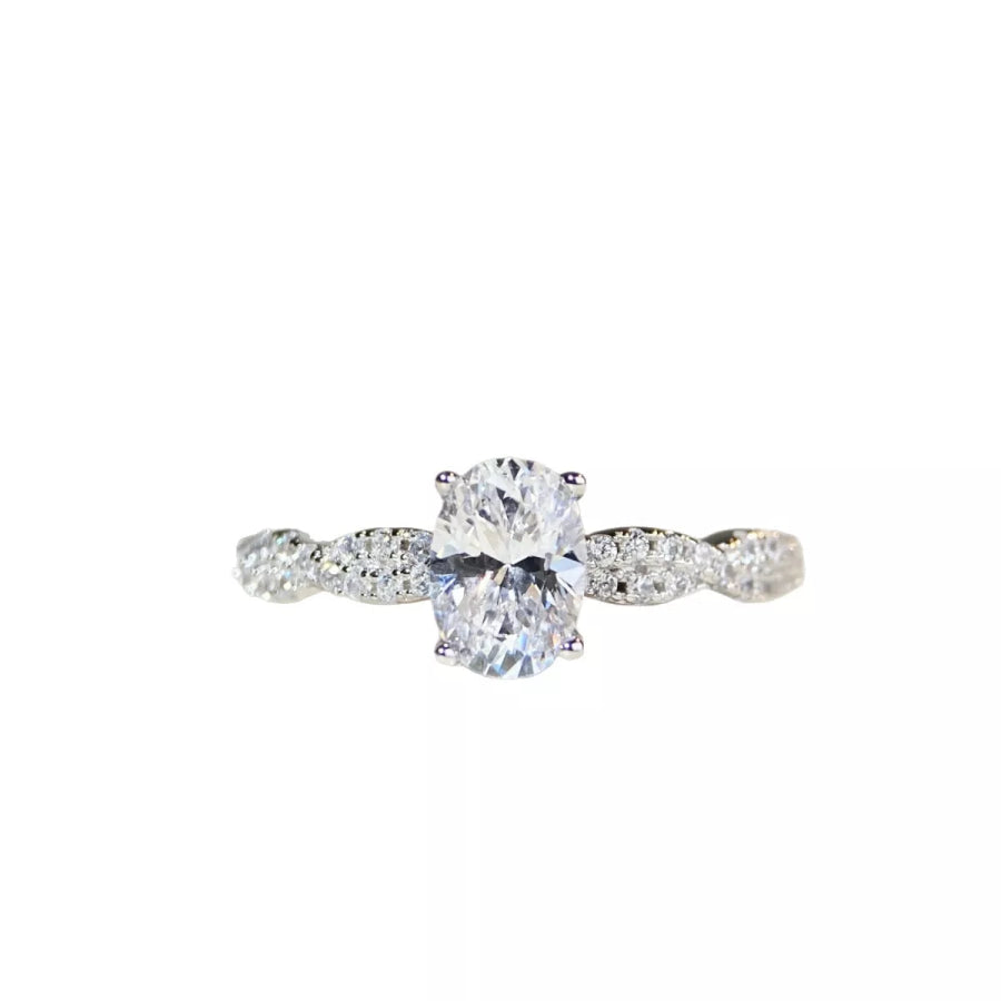 Cultivating High-Carbon Diamond 925 Sterling Silver Oval Ring Apparel and Accessories