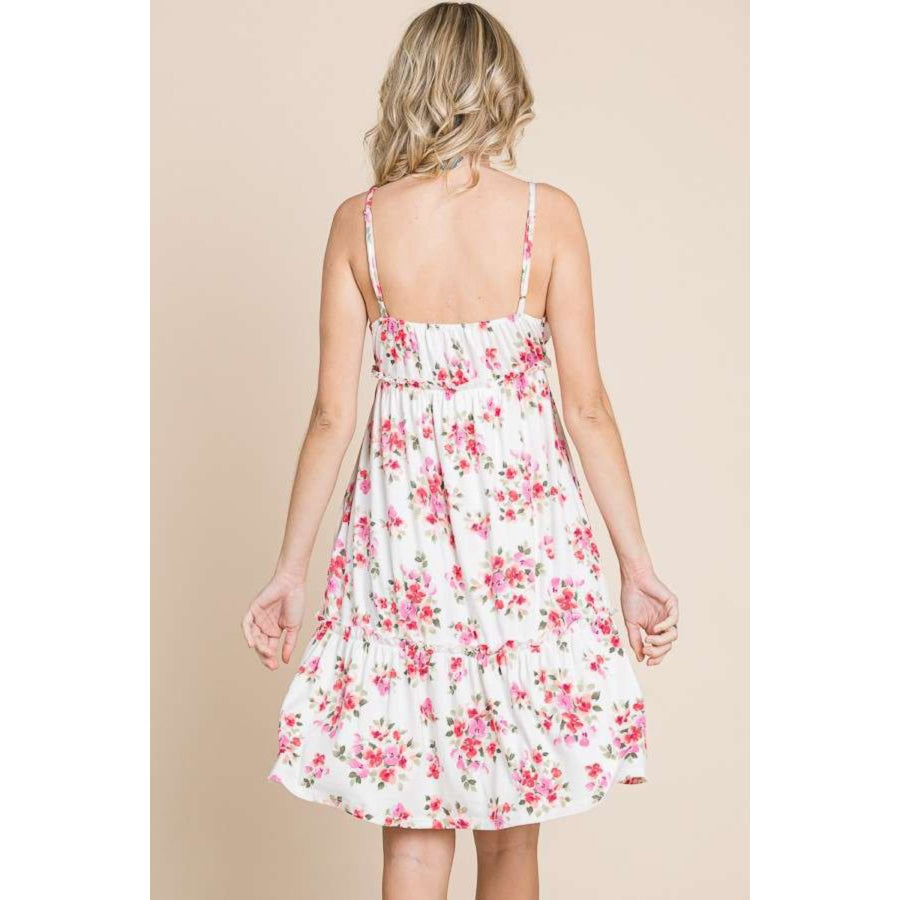 Culture Code Full Size Floral Frill Cami Dress Apparel and Accessories