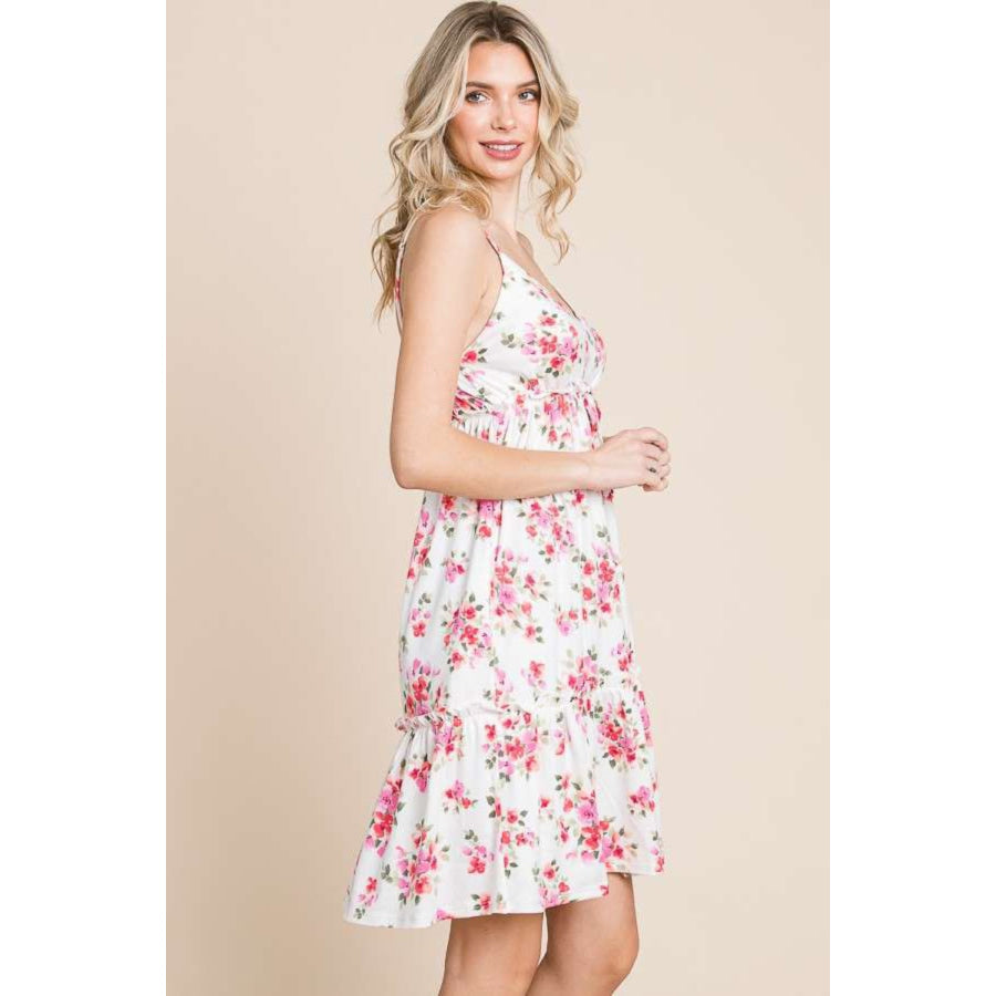 Culture Code Full Size Floral Frill Cami Dress Apparel and Accessories