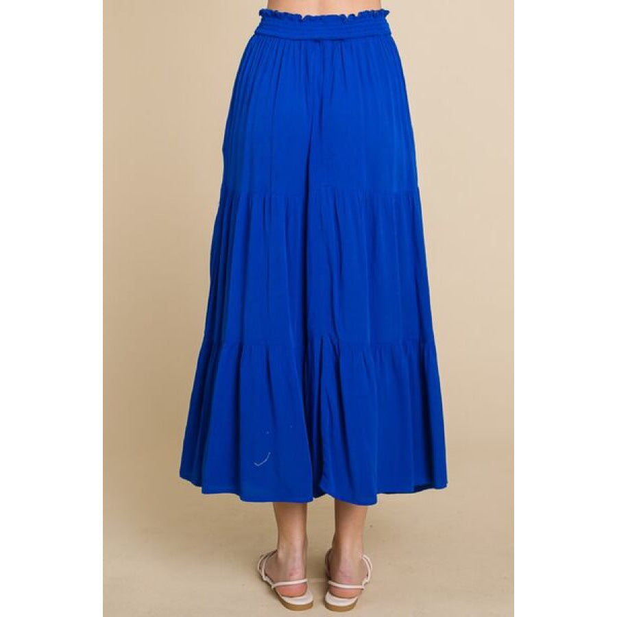 Culture Code Full Size Frill Ruched Midi Skirt Apparel and Accessories