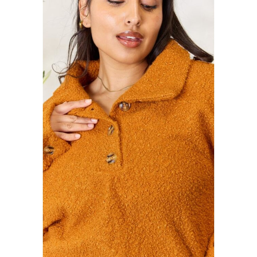 Culture Code Full Size Half Button Turtleneck Sweatshirt