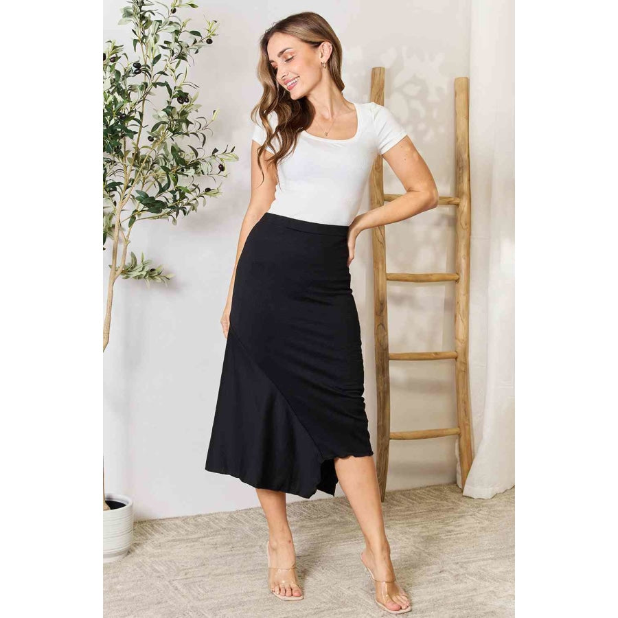 Culture Code Full Size High Waist Midi Skirt Black / S