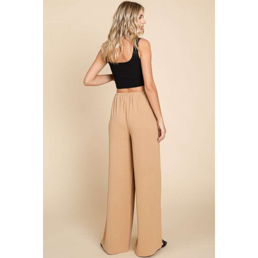 Culture Code Full Size High Waist Wide Leg Cargo Pants Iced Coffee / S Apparel and Accessories