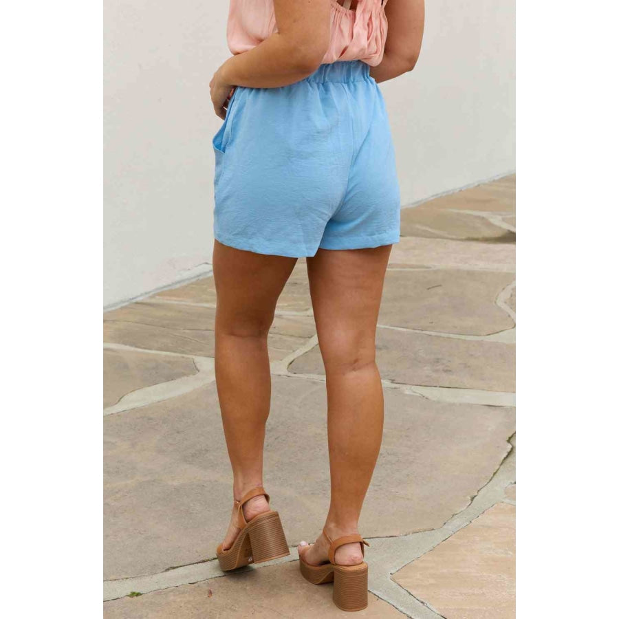Culture Code Full Size High Waisted Paper bag Shorts in Blue Bell Clothing