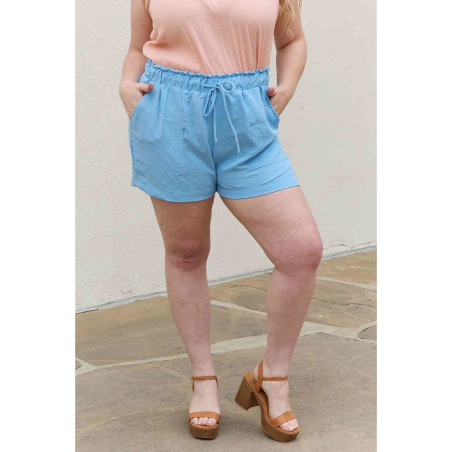 Culture Code Full Size High Waisted Paper bag Shorts in Blue Bell Blue Bell / S Clothing
