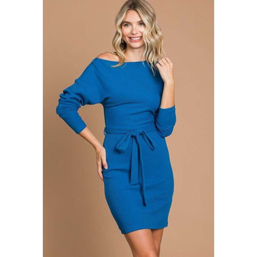 Culture Code Full Size Off Shoulder Dolman Sleeve Dress BLUETEAL / S Apparel and Accessories