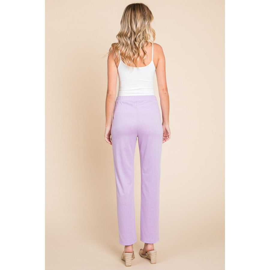 Culture Code Full Size Pin Tuck Detail Slim Pants Lilac / S Apparel and Accessories