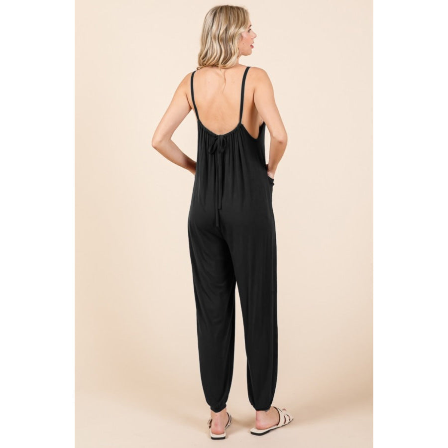 Culture Code Full Size Plunge Sleeveless Jumpsuit with Pockets Apparel and Accessories