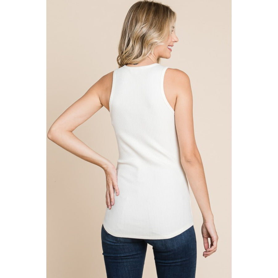 Culture Code Full Size Ribbed Round Neck Tank Ecru Cream / S Apparel and Accessories