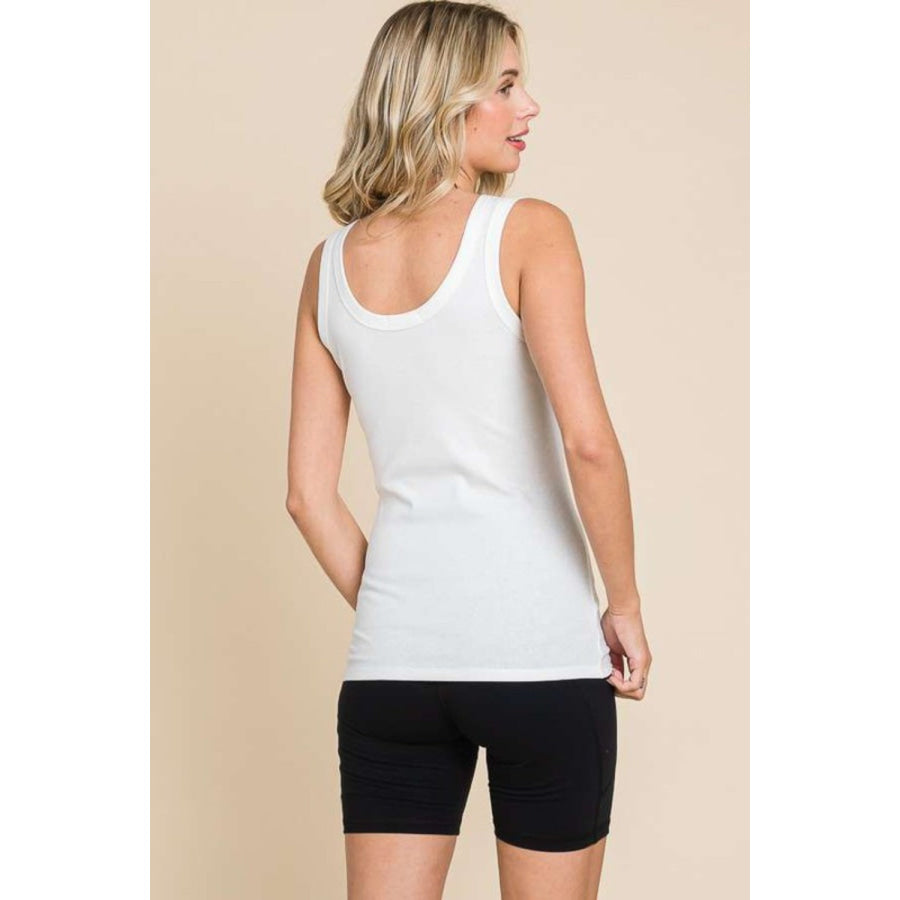Culture Code Full Size Ribbed Scoop Neck Tank Soft White / S Apparel and Accessories