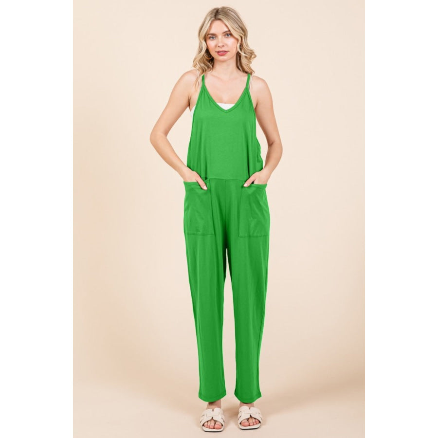 Culture Code Full Size Sleeveless Jumpsuit with Pockets Fresh Green / S Apparel and Accessories