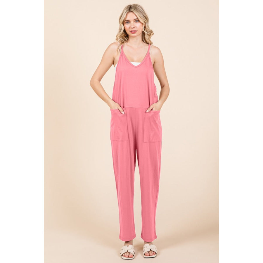 Culture Code Full Size Sleeveless Jumpsuit with Pockets Pink / S Apparel and Accessories