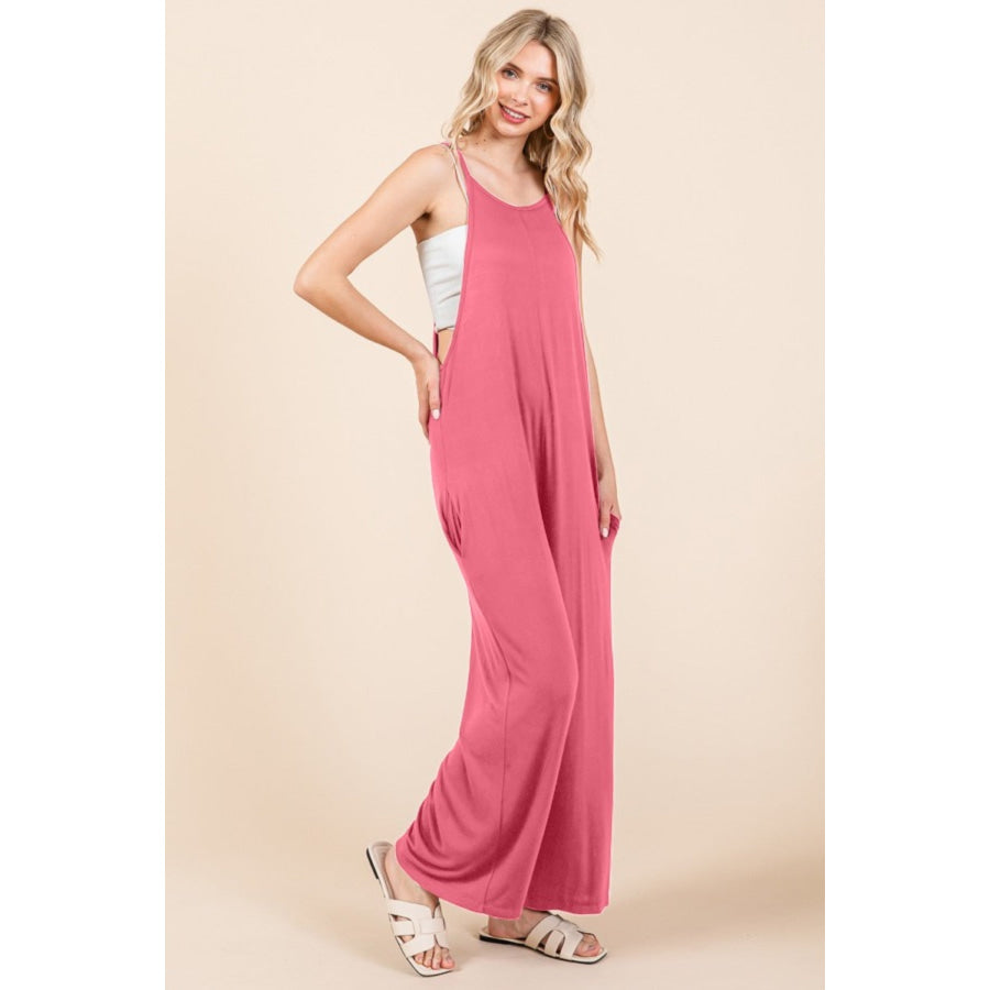 Culture Code Full Size Sleeveless Wide Leg Jumpsuit with Pockets Apparel and Accessories