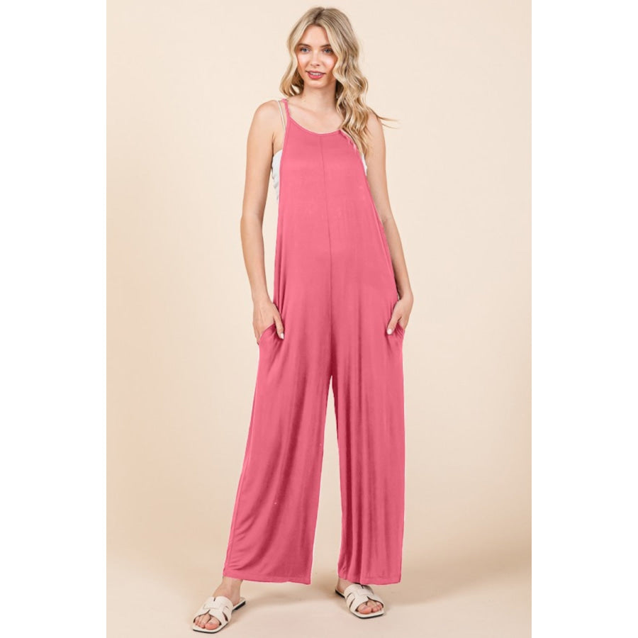 Culture Code Full Size Sleeveless Wide Leg Jumpsuit with Pockets Pink / S Apparel and Accessories