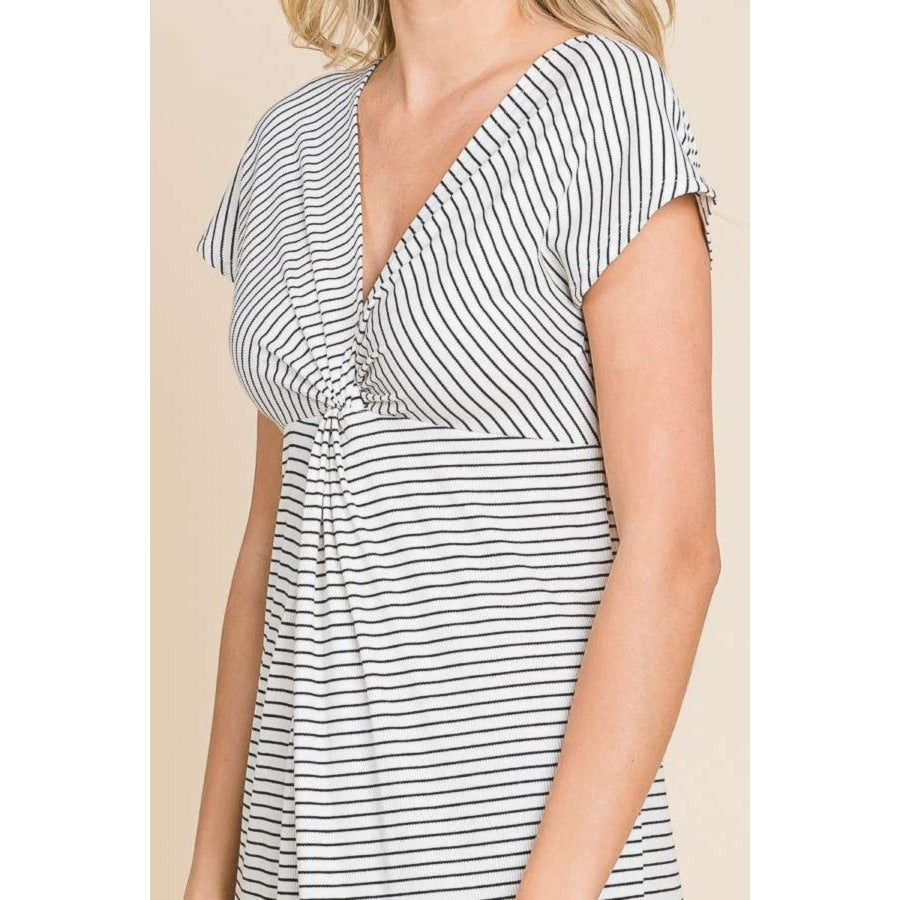 Culture Code Full Size Striped Twisted Detail Dress Apparel and Accessories