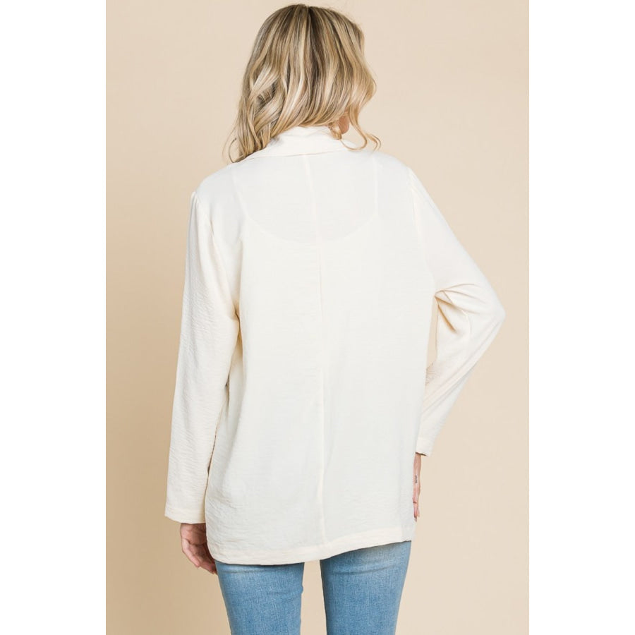 Culture Code One Button Long Sleeve Blazer with Pockets New Ivory / S Apparel and Accessories