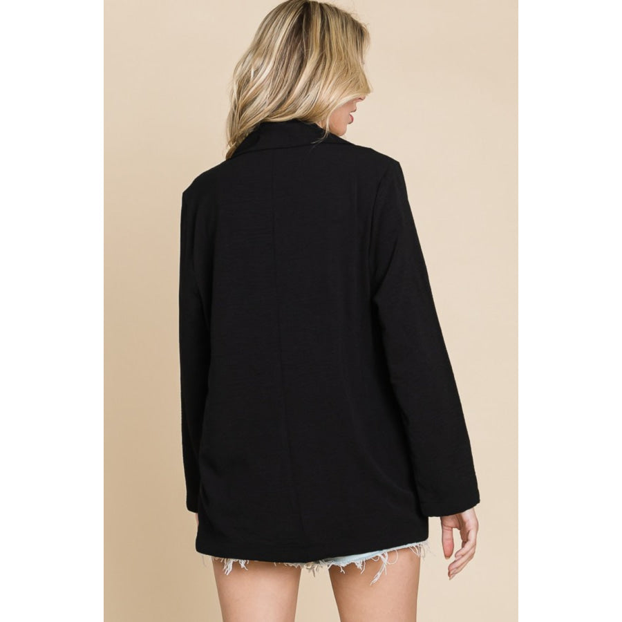 Culture Code One Button Long Sleeve Blazer with Pockets Black / S Apparel and Accessories