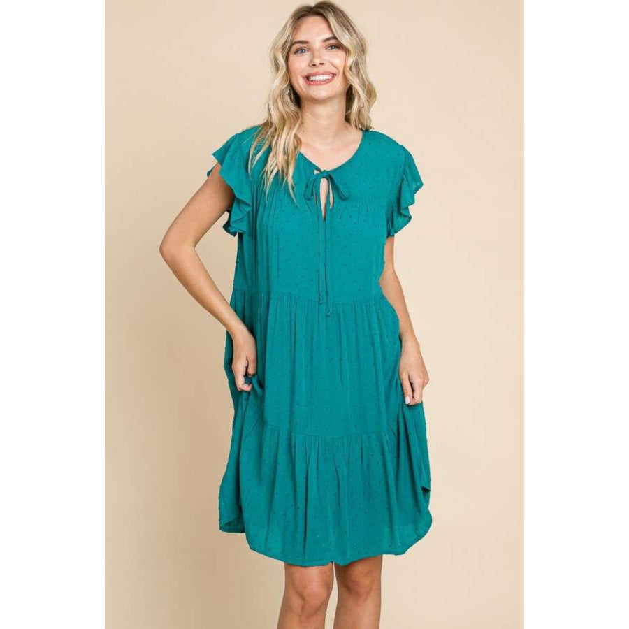 Culture Code Ruffle Cap Sleeve Tiered Dress Apparel and Accessories