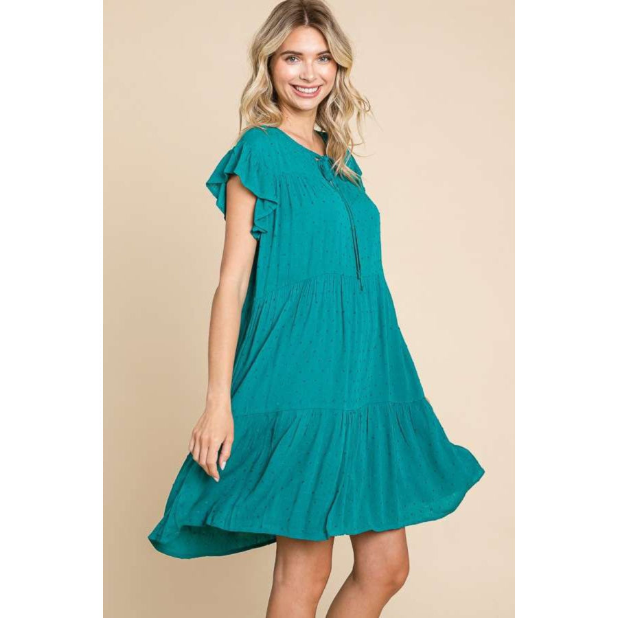 Culture Code Ruffle Cap Sleeve Tiered Dress Apparel and Accessories