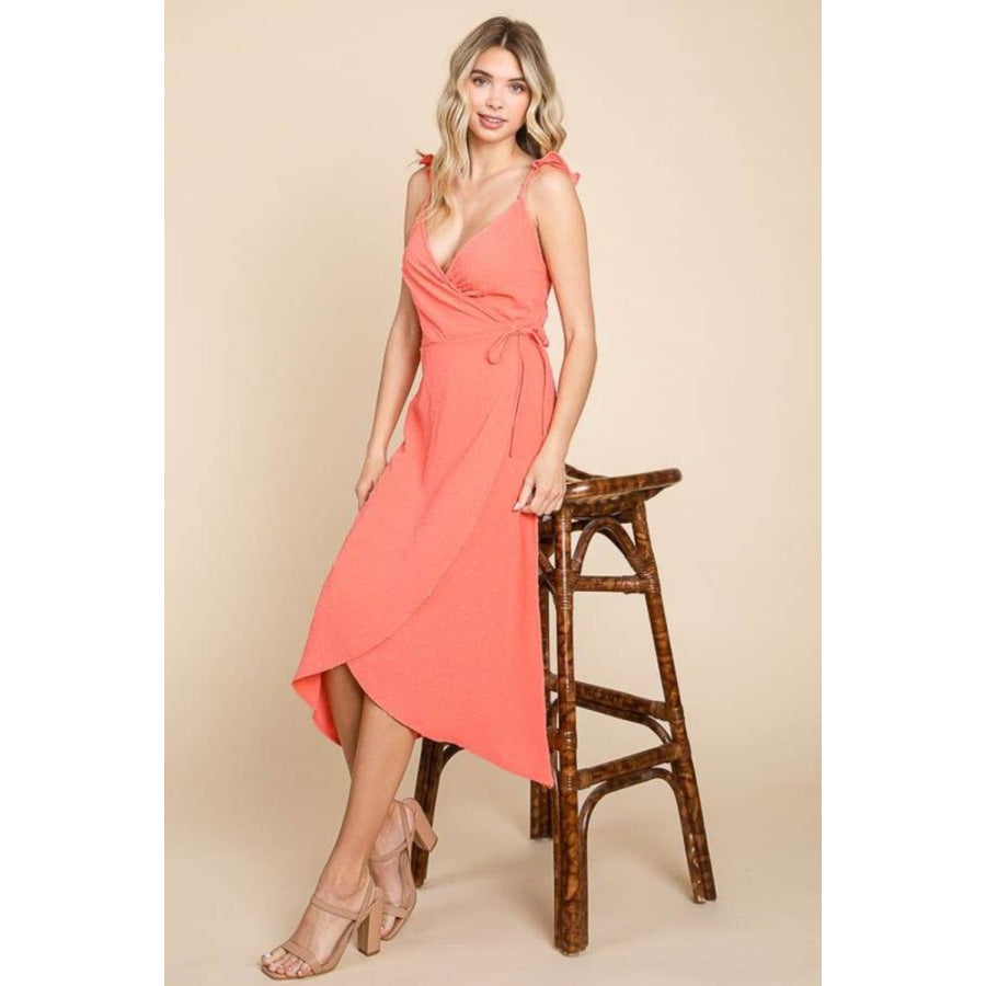 Culture Code Ruffle Detail Surplice Wrap Slip Dress Apparel and Accessories