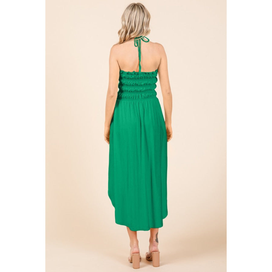 Culture Code Tie Back Shirring Dress with Pockets Green Pop / S Apparel and Accessories