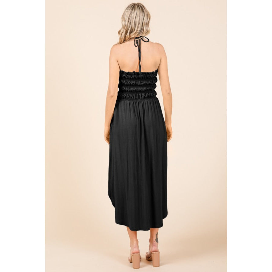 Culture Code Tie Back Shirring Dress with Pockets Black / S Apparel and Accessories