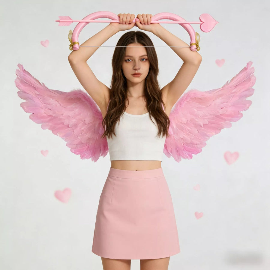 Cupid Bow & Arrow and Wings Cosplay Set Pink / One Size Apparel Accessories