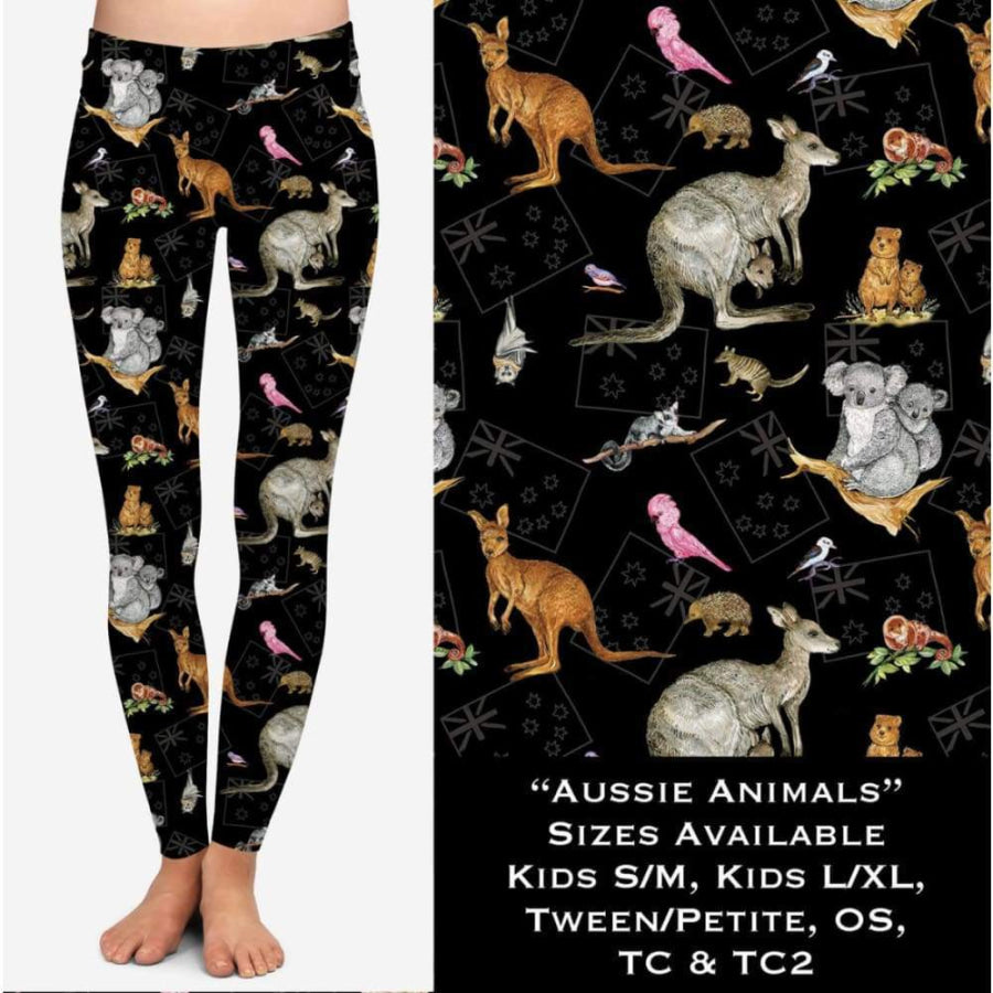 EXTRAS CUSTOM DESIGN KIDS LEGGINGS/JOGGERS/HOODIES Aussie Animals / Kids L/XL Leggings
