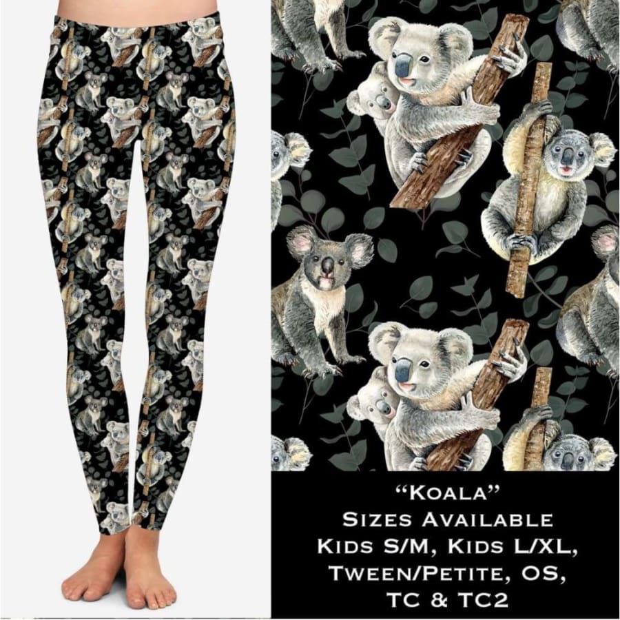 Sandee Rain Boutique - Custom Design Adult and Kids Leggings / Joggers -  Koala WW Leggings Leggings - Sandee Rain Boutique