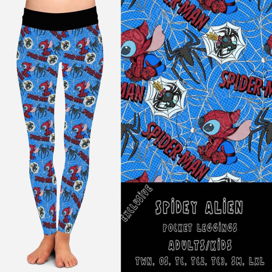 PREORDER Custom Leggings / Joggers / Loungers / Shorts / T-Shirts - Spidey Alien - Closes 27 May - ETA early Sep 2022 Leggings Full Length /