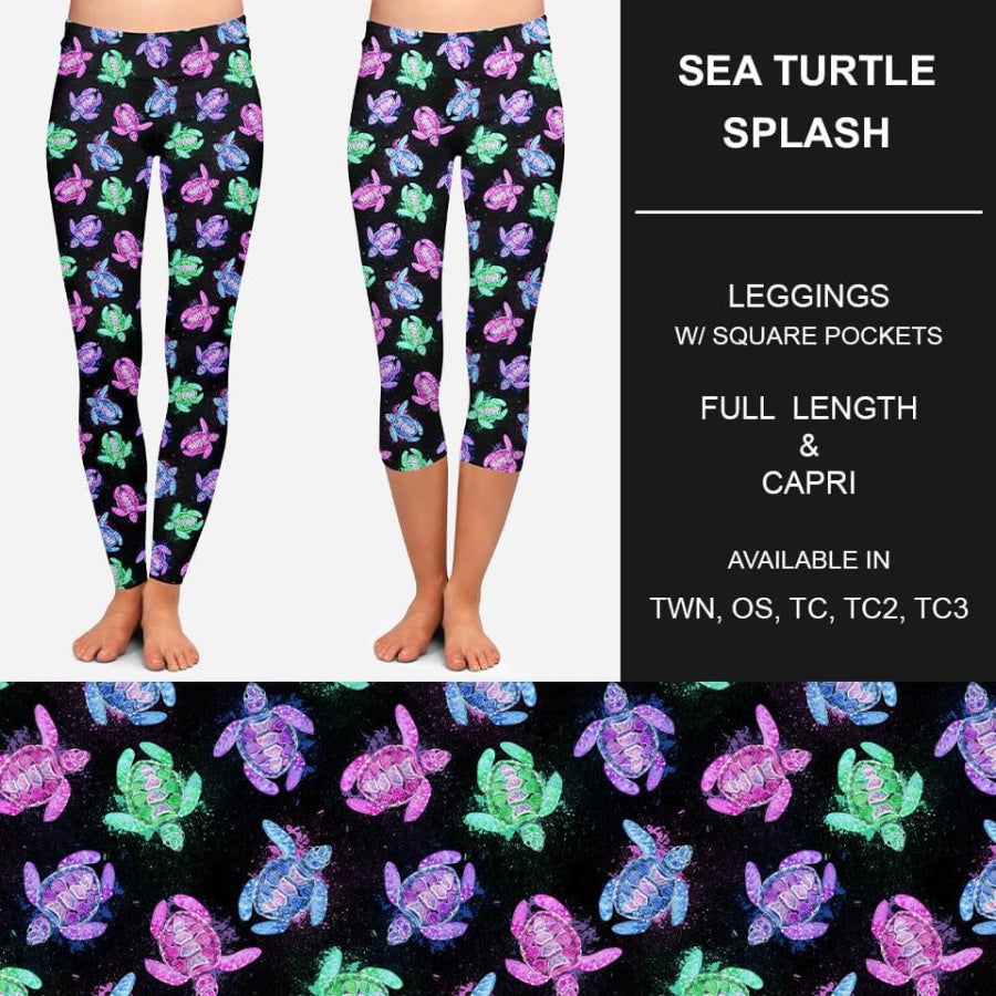 PREORDER Custom Design Leggings / Joggers / Loungers with Pockets - Sea Turtle Splash - Closes 7 Feb - ETA late May 2023 Loungewear