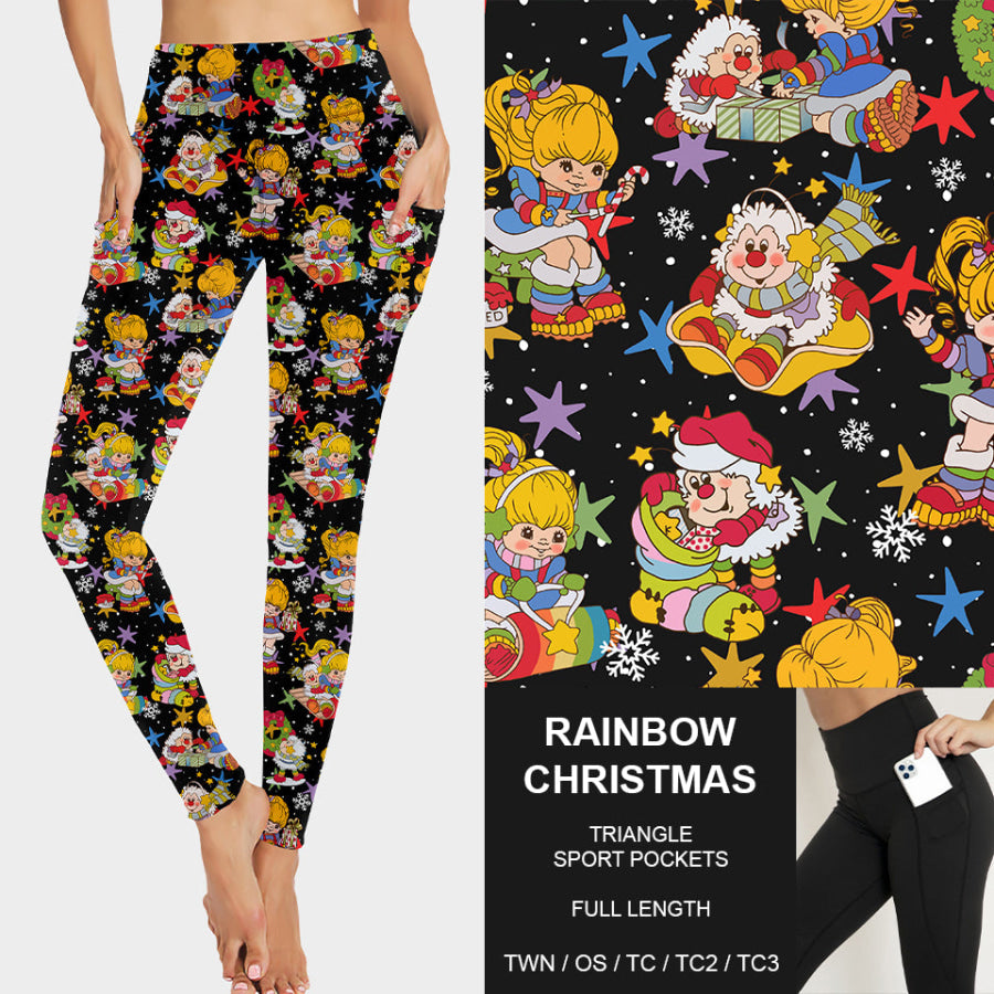 PREORDER Custom Design Leggings / Joggers / Loungers with Pockets - Rainbow Christmas - Closes 12 Sep - ETA early Dec 2023 Loungewear