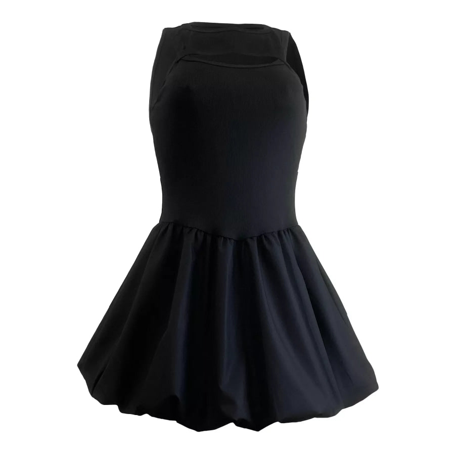 Cut-out Bubble Hem Dress Black / S Apparel and Accessories